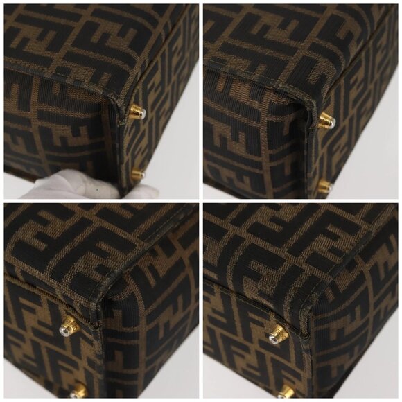 FENDI Zucca Canvas Hand Bag Black Brown Auth 142733 - Picture 14 of 16